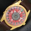 HAND-WINDING VINTAGE SWISS MENS POKER FACE RED COLOR DIAL WATCH A701147-5 R205b-a701147