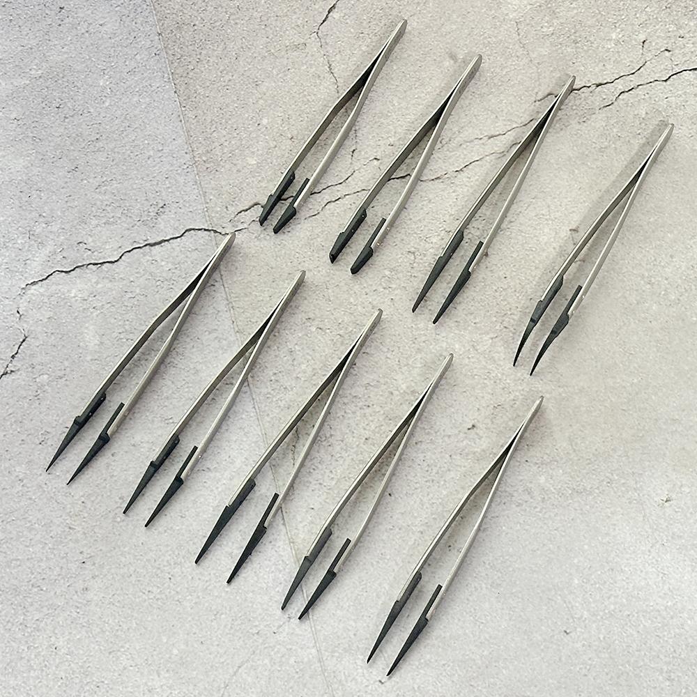 LEFAVOR Anti-Static Plastic Tweezers Stainless Steel Industrial Replace Tweezers Insulated Straight/Curved Tip White Tweezers