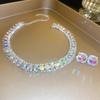 2Pcs colorful rhinestone jewelry set, Elegant necklace & earrings suit for party evening dress gift