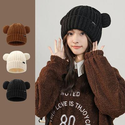 Winter Teddy Bear Knit Point Earflap Beanie Hat