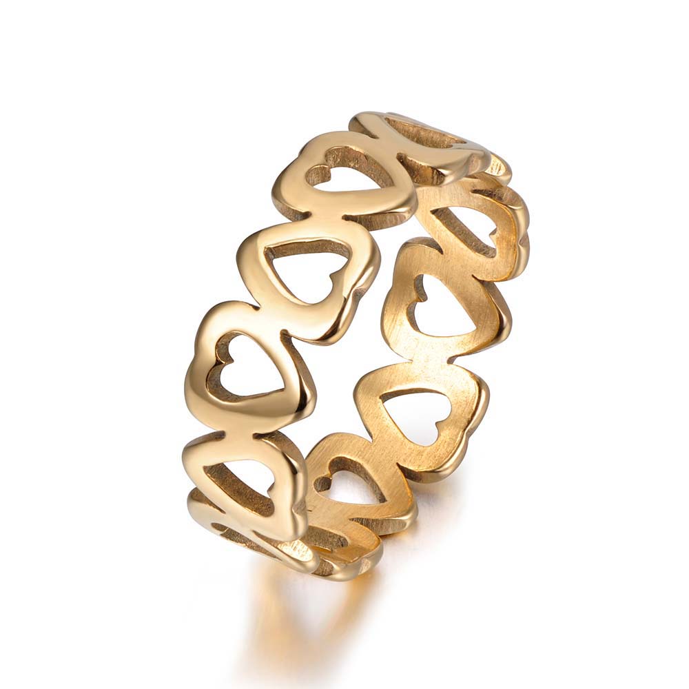 JeeMango Romantic Hollow Heart-shaped Wedding Couple Rings Trendy Style 316L Stainless Steel Women Ring Jewelry Anillo R17154