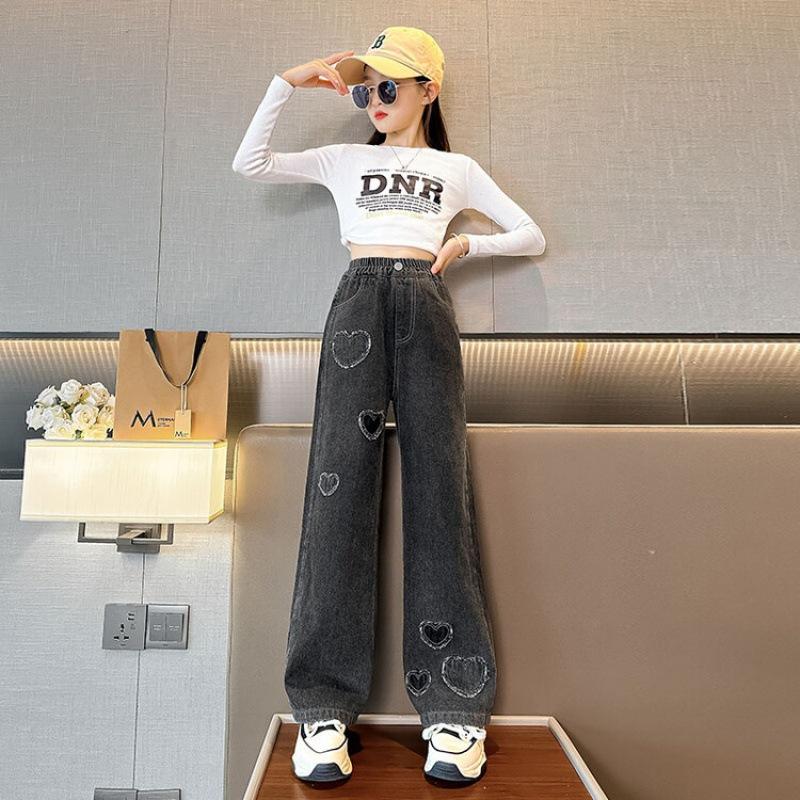 Jeans For Girls Graffiti Girl Jeans Spring Autumn Kid Jeans Casual Style Children Clothes 6 8 10 12 14