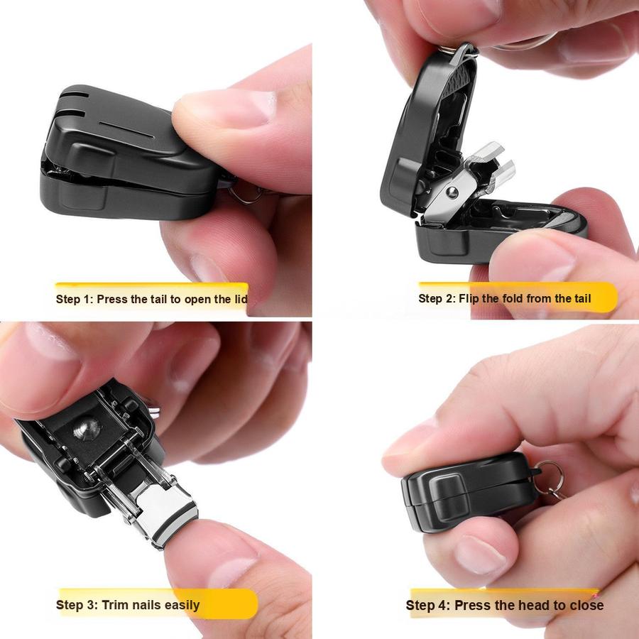 3 pcs Folding Nail Clipper with Keychain, Stainless Steel Nail Scissors, Mini Ornament