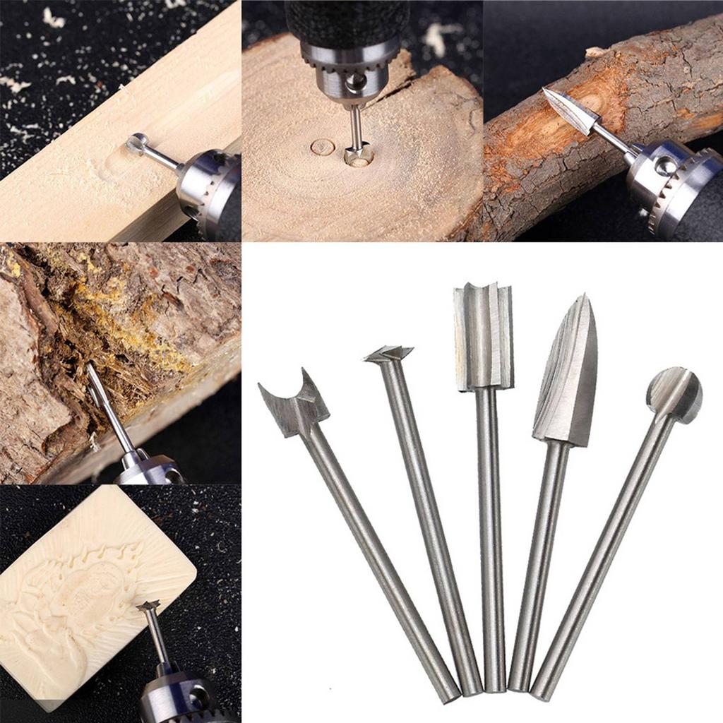 5 Pcs Wood Carving Engraving Drill Bit Set HSS Engraving Drill Bits DIY Wood Carving Tools Accessories