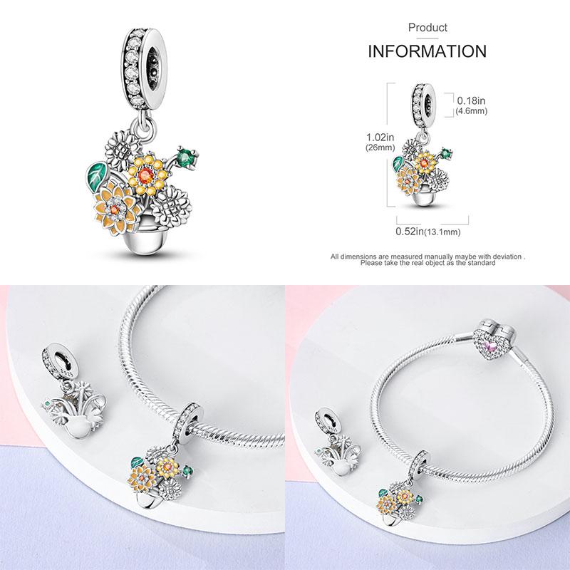 Charms Plata De Ley 925 Evil Blue Eyes Silver Sun Star Elk Dinosaur Flower Charm Women Anniversary DIY Jewelry