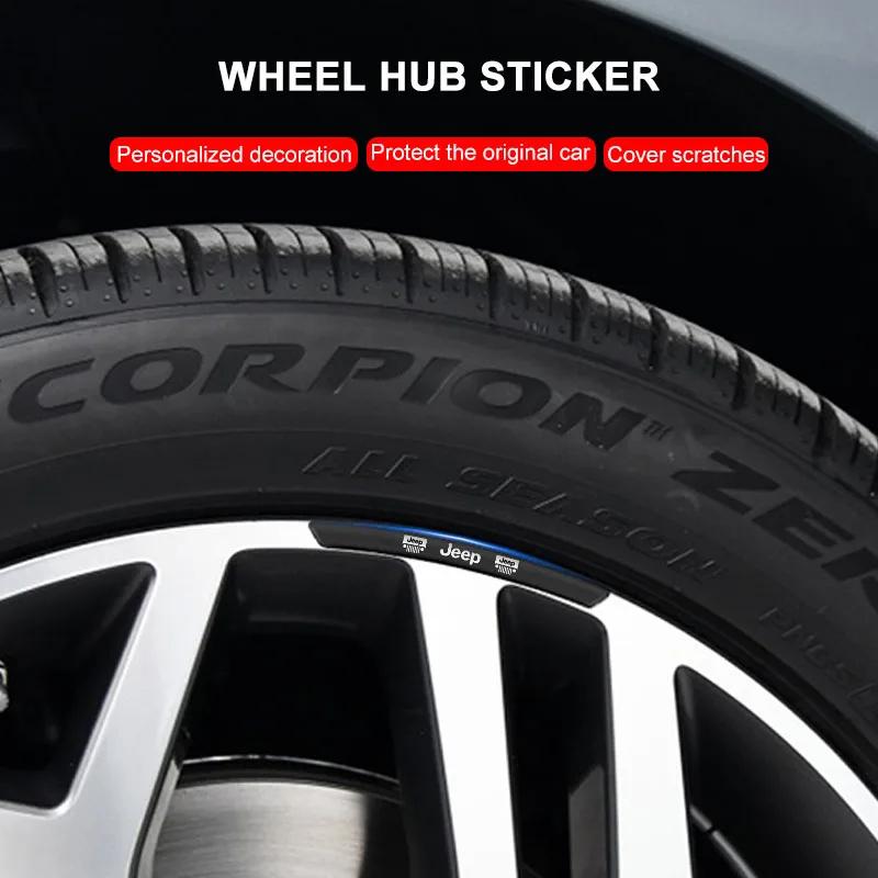 APK6  4pcs Car Wheel Hub Stickers Tire Rim Decorative Auto Logo For Jeep Compass Renegade Cherokee Wrangler JK Patriot Liberty