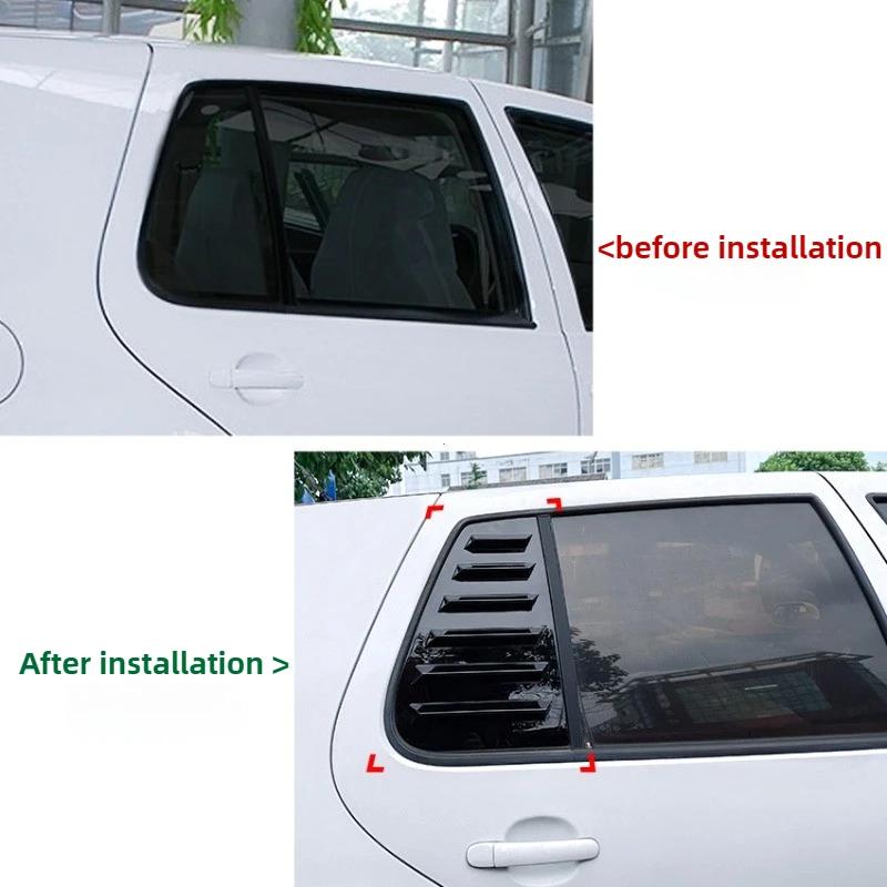 For Volkswagen GOLF 4 MK4 1997-2006 Car Rear Louver Window Side Shutter Cover Trim Sticker Vent Scoop ABS Carbon Fiber Black ABS