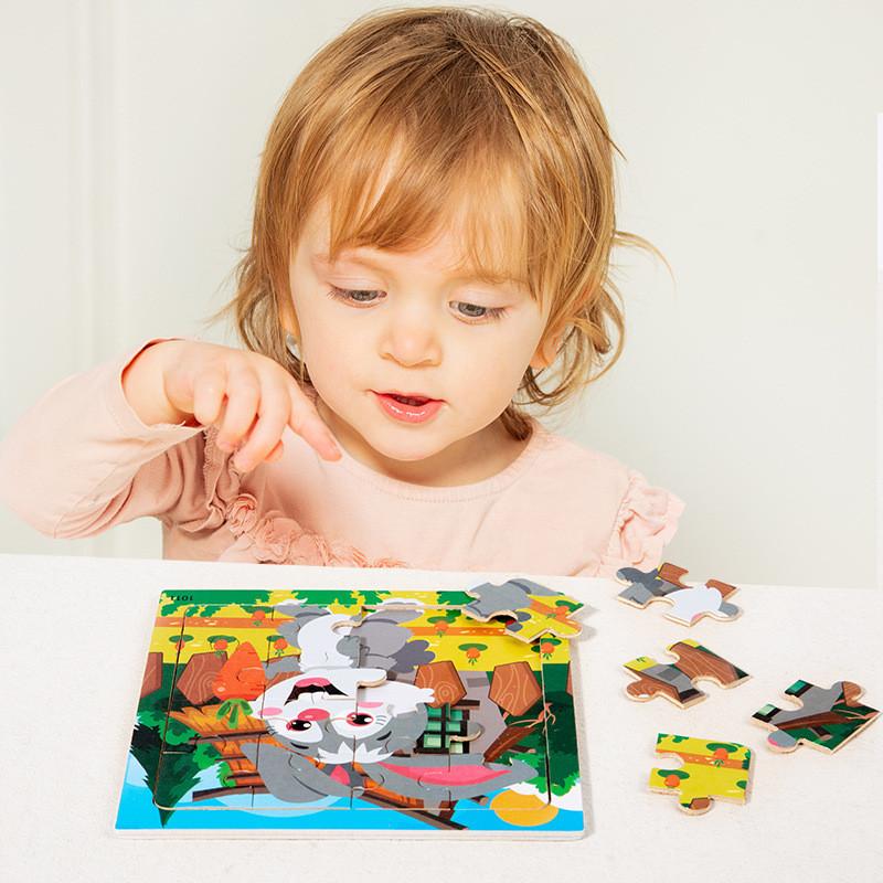 Wooden Kid Puzzle Board With Animal Pictures For Toddler Education And Cognitive Skills
