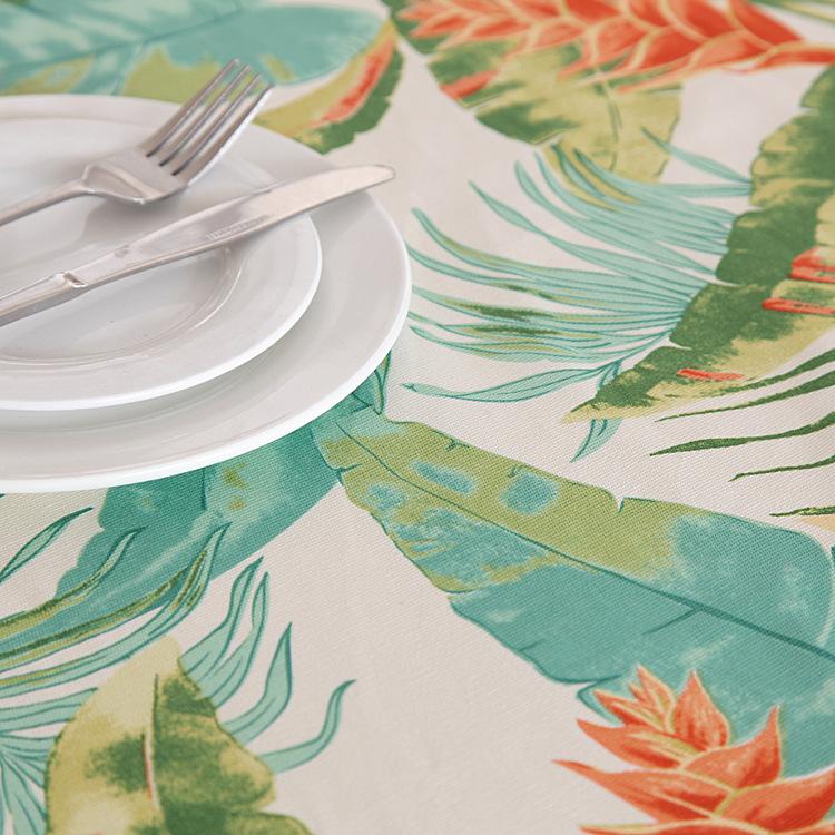 Gruby Bawełniany Płócienny Obrus na Stół Liście Bananowca Las Tropikalny Obrus na Stół do Herbaty Domowa Dekoracyjna Nakładka na Stół Pyłoodporna Tkanina
