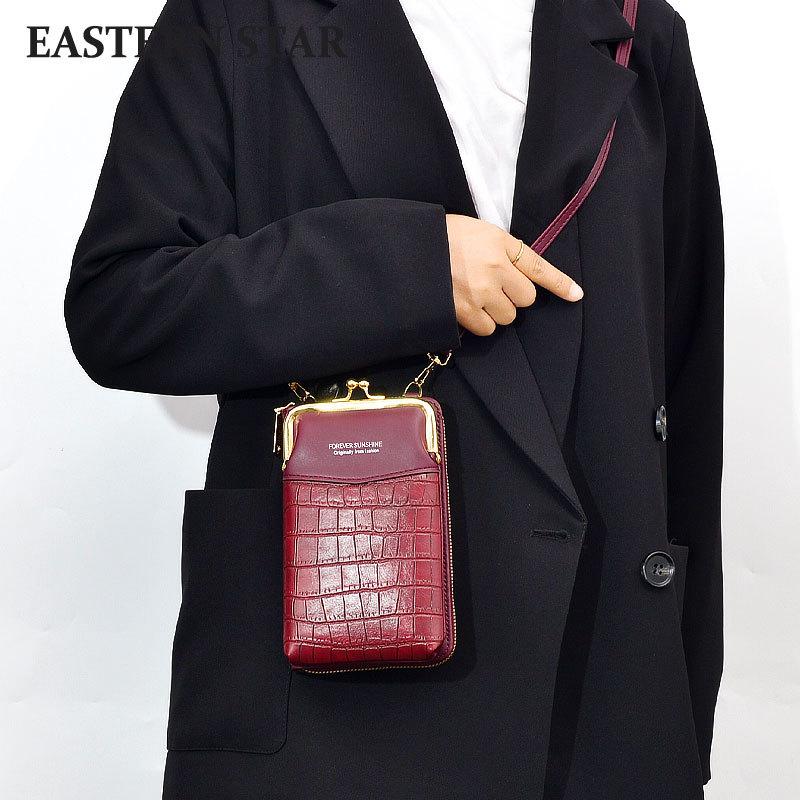 Women'S Mobile Phone Bag, Vertical Zipper Wallet, Crocodile Pattern Series Oblique Span Shoulder Bag