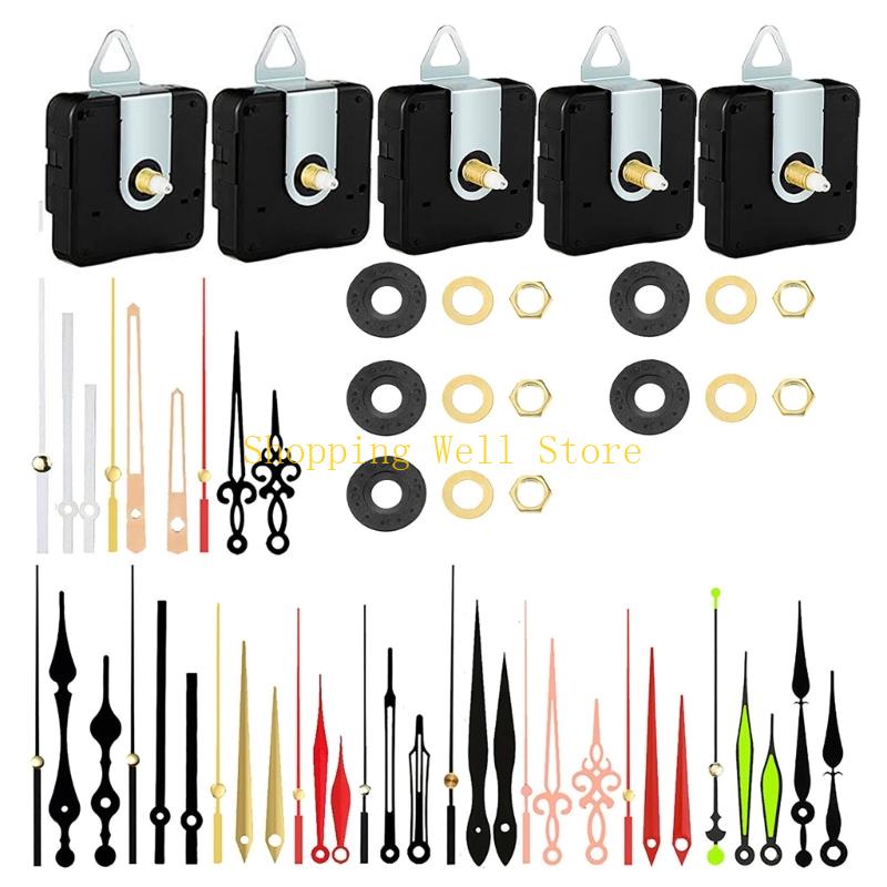

KX4B Pack Of 5 Quiet Quartzs Clock Movements Kits Precise Clock Mechanism with Assorted Hands for DIY Wall Clock Repairs CN