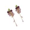 Elegant Broken Crystal Grape Tassel Earrings - Women's Niche Design Ear Hook Style