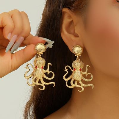 Modische Ohrringe im Ozean-Stil mit Oktopus-Design, übertriebenes Design, Urlaubs-Ohrringe