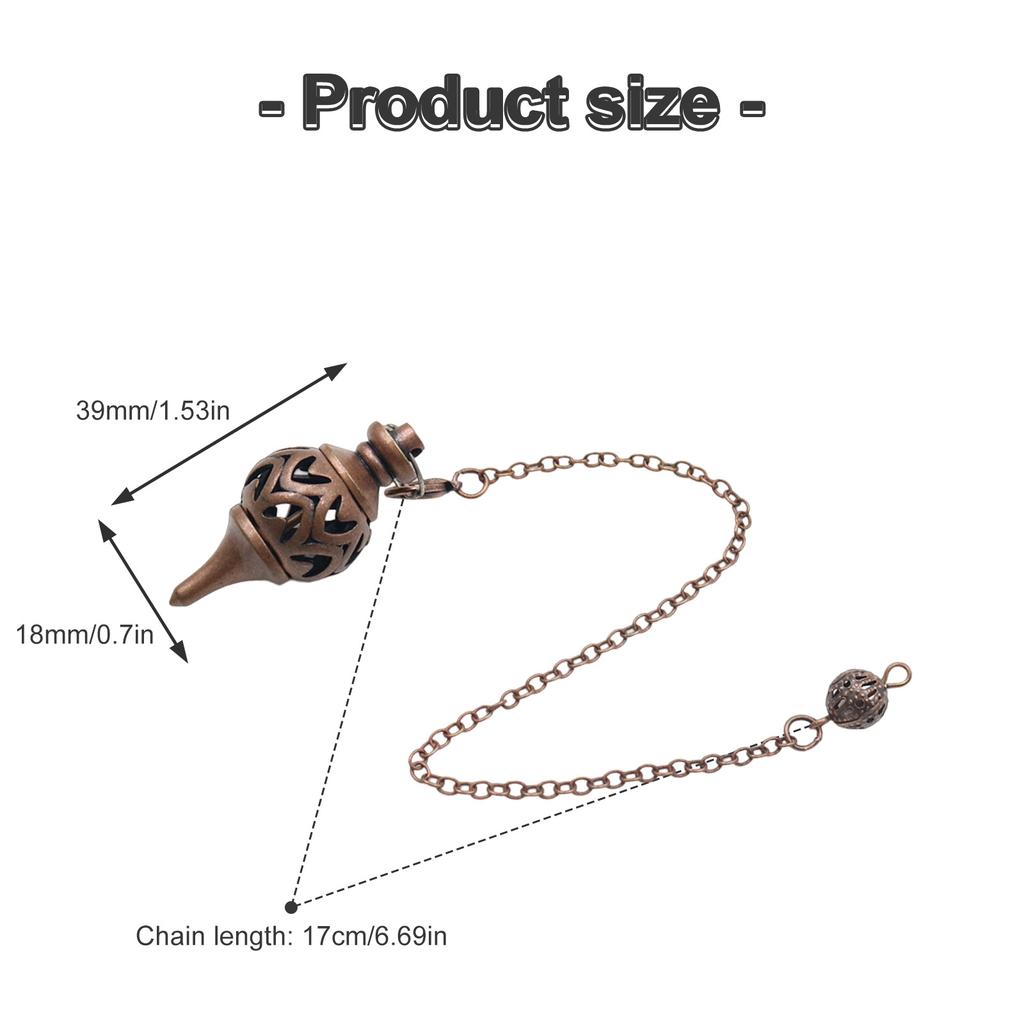 Vintage Copper Pendulum for Divination and Body Energy Balancing Meditation Tool with Chain Spiritual Accessory