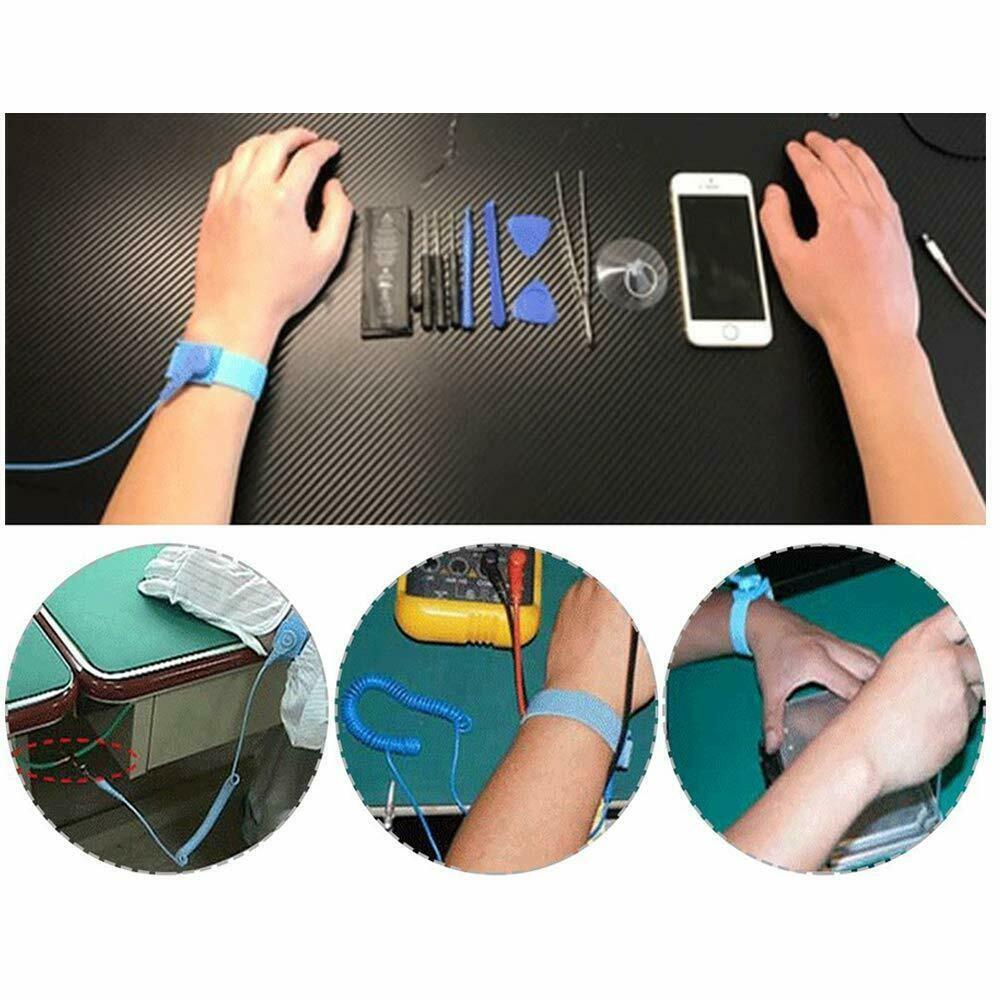 1Pcs Blue Anti Static Wrist Strap ESD Strap with Grounding Wire For Alligator Clip