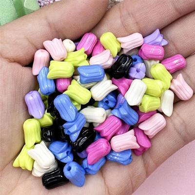 Heimparty-Zubehör Schmuckzubehör Halskette DIY Mode Lose Perlen Acrylblumen Armbänder 7,5*9,6mm Für Schmuckherstellung Tulpe 100 STÜCK Fortgeschritten