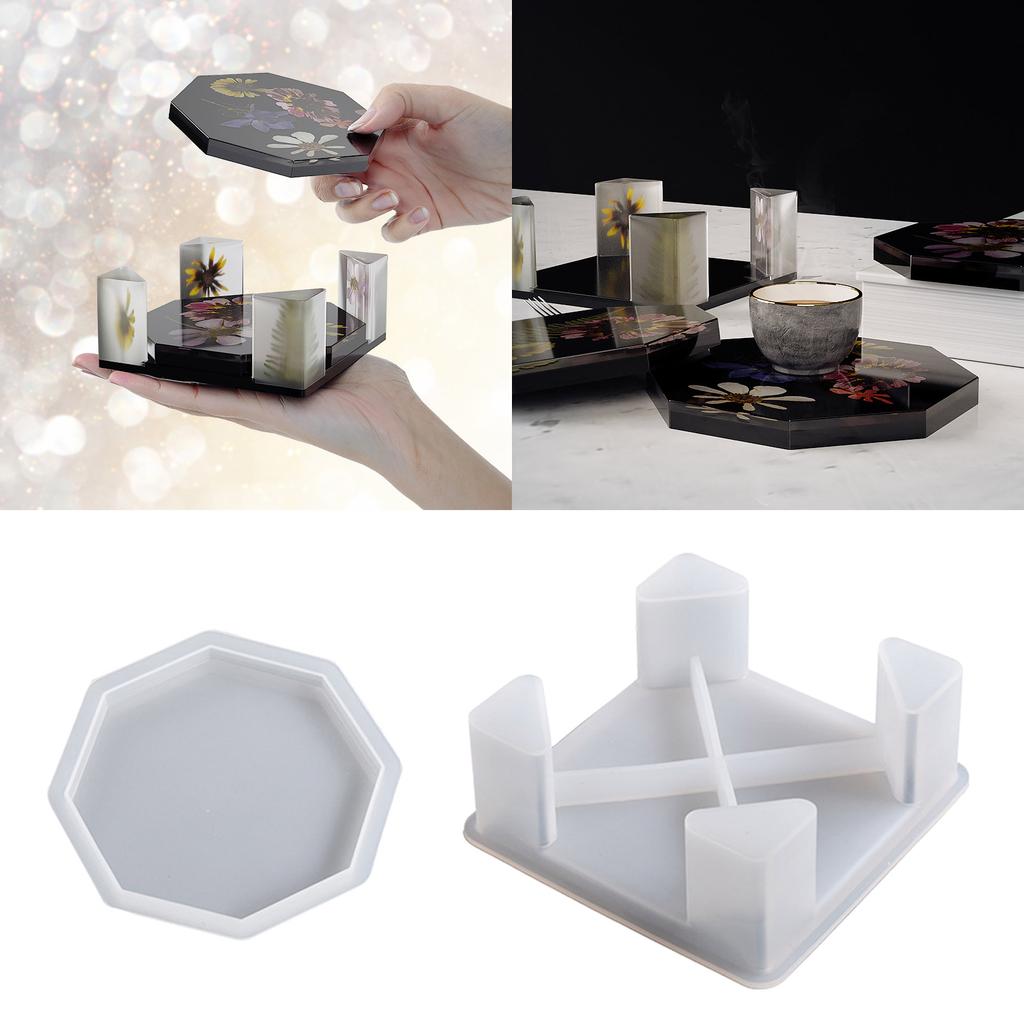 Stylish Lovely Octagonal Coaster Mould In Sturdy Silicone Materials Portable for Household and Office Supplies Use