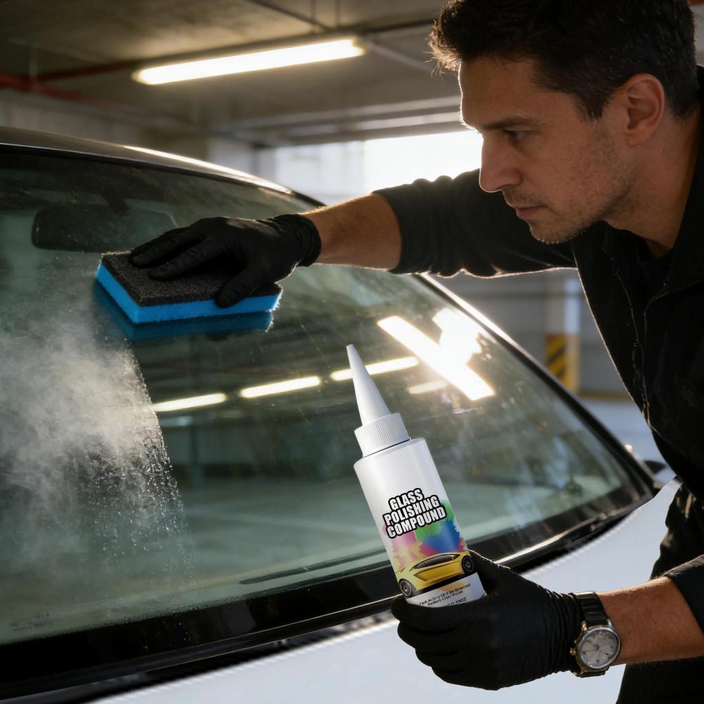 100g Glass Polishing Compound Scratch Repair & Oil Film Remover for Windshield, Interior Exterior Mirror Cleaner Auto Detailing