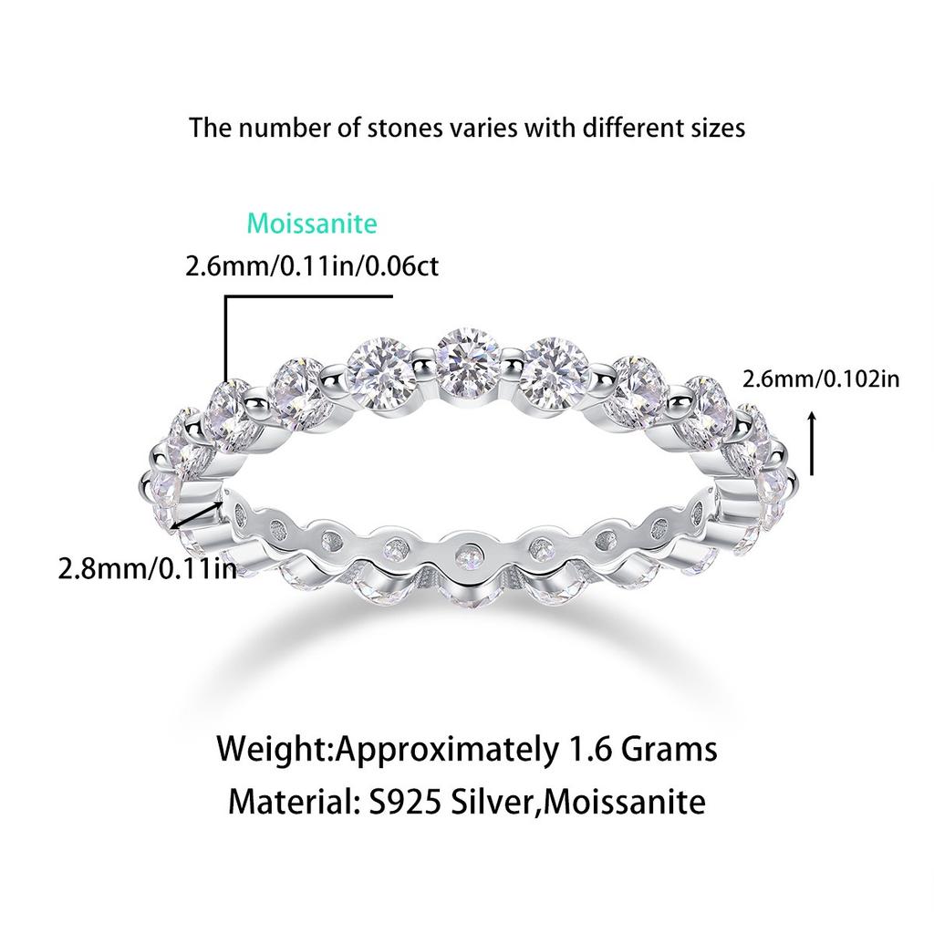 Nabest Platinum Plated CopperLad Grown Diamond Rings Full VVS1 D 3EX Moissanite Wedding Band for Women Jewelry