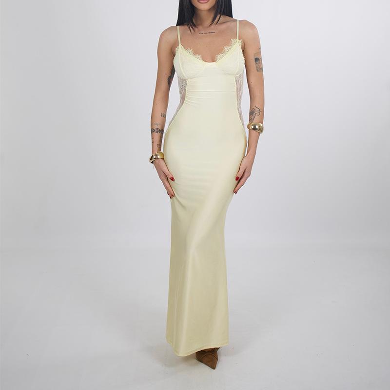 Spring New, Sexy and Elegant Lace Splicing Hollow Slim Dress