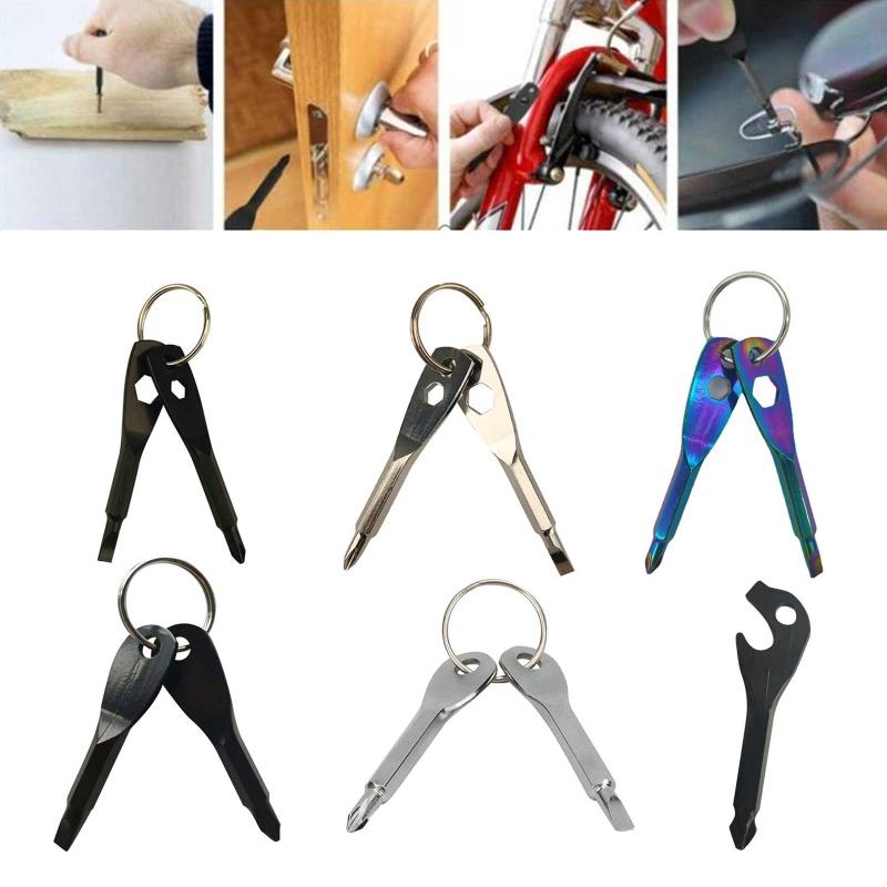 Portable Screwdriver Keychain Multifunction Set Nut Driver Wrench Repair Hand Tool Pocket Screwdrivers Flat/Phillips