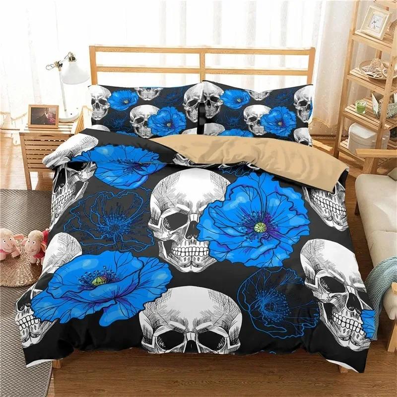 3D Printed Gothic Skull Bedding Set Duvet Cover Bedroom Comforter Covers Single Twin King Size Quilt Cover Home Textile