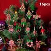 12/16Pcs Colorful Christmas Lollipop Ornaments Handmade Craft Wood Candy Cane Hanging Decoration Wooden Pendant