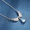 Silver-Plated Moonstone Angel Wings Necklace for Women - Elegant Gift for Girlfriend (2026 New Style)