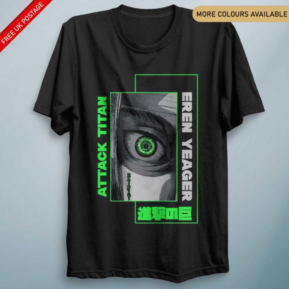 Eren Attack Eyes AOT Anime Inspired T Shirt Funny Cosplay Top Unisex S