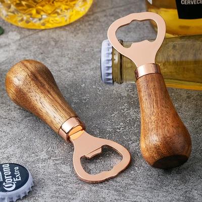 Apribottiglie Birra in Acciaio Inossidabile con Manico in Legno per Cucina, Regalo per Anniversario Matrimonio