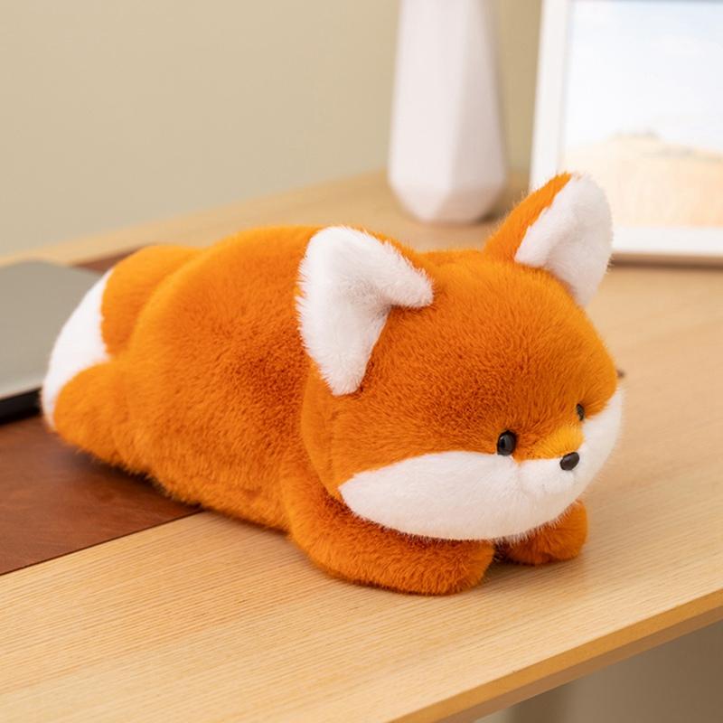 Schattige Oranje Vos Pluche Speelgoed Zacht Knuffelbare Vos Kussen Liggend Zittende Houding Vos Pluche Knuffels Kawaii Dierlijk Kussen Verjaardagscadeau
