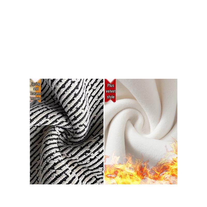 Relaxed Women's Chenille Fleece Striped Wide-Leg Pants for Autumn/Winter