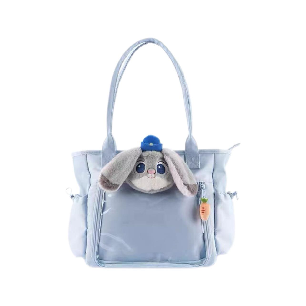 

Zootopia bunny Judy Hopps handbag, cute cartoon style, casual canvas bag for students 0172 Length 47 width 12 height 22 синій