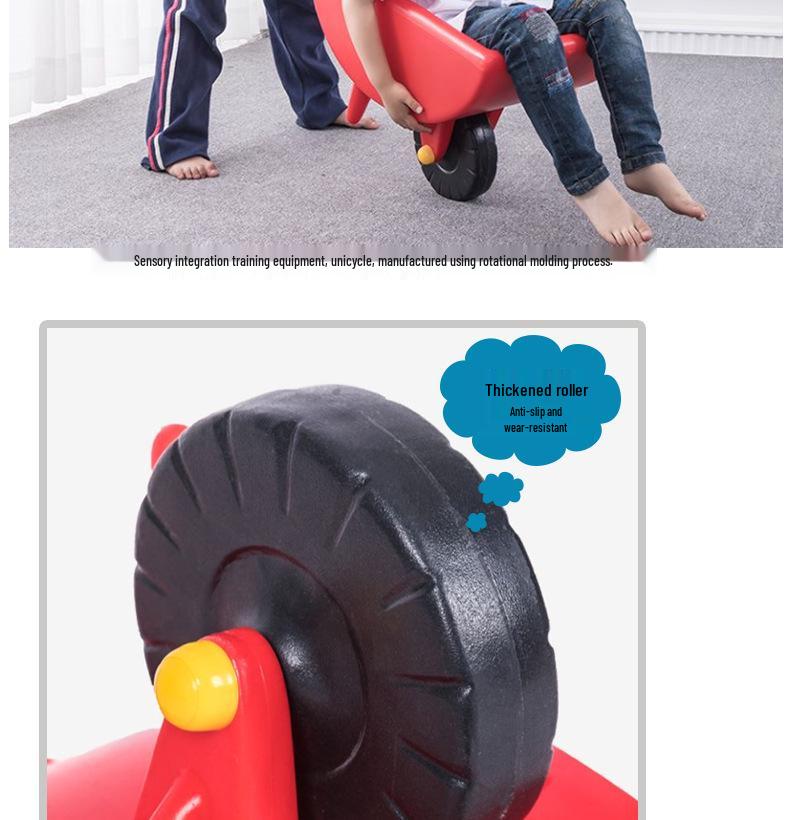 Children's Sensory Unicycle Wheelbarrow Push Cart: Thickened Plastic Balance Bike