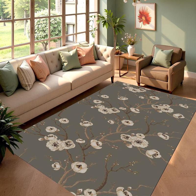 Gold Bird Floral Door Mat Rug Non-Slip Carpet for Living Room Kitchen Laundry Room Home Decor Rugs for Bedroom Durable Alfombra