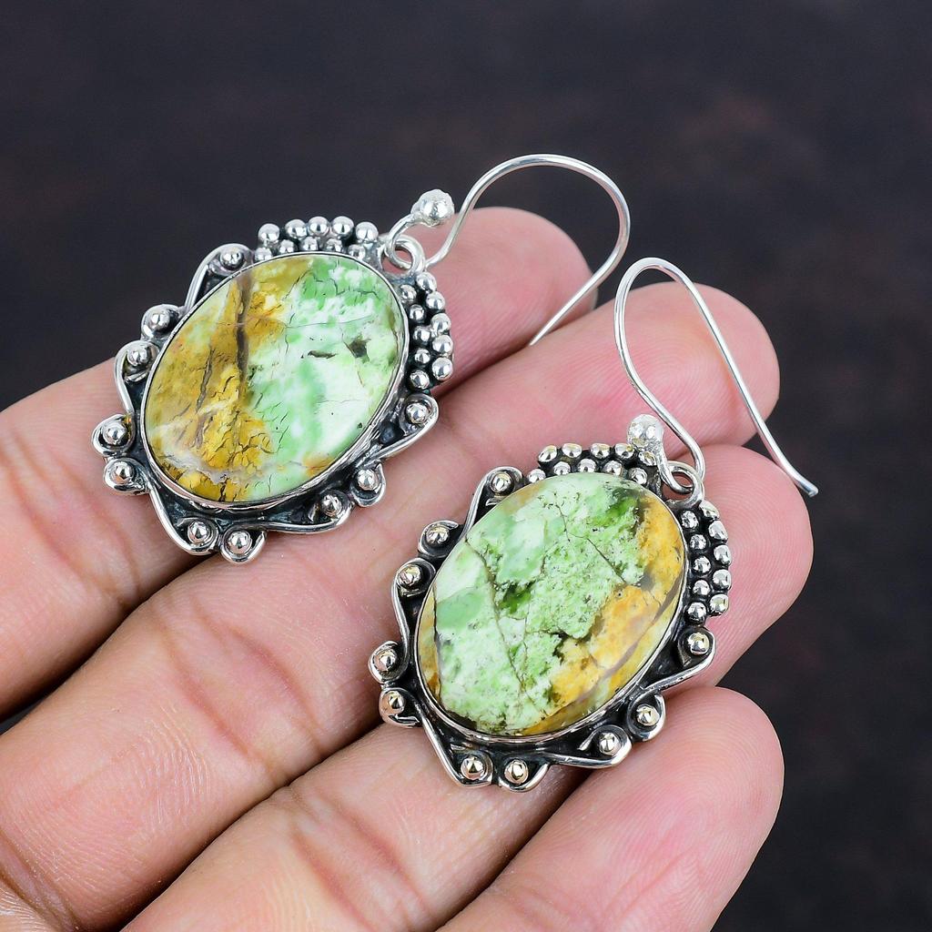 Australian Chrome Chalcedony Earring Gemstone Jewelry 925 Sterling Silver Earrings Handmade Earring For Gifts Wedding Jewelry Dangle Earring