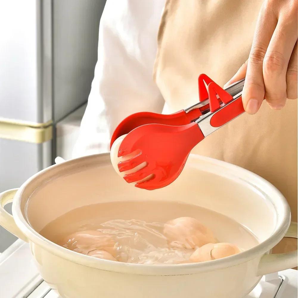 Silicone Food Tong Stainless Steel Kitchen Tongs Silicone Non-slip Cooking Clip Clamp BBQ Salad Tools Kitchen Accessories