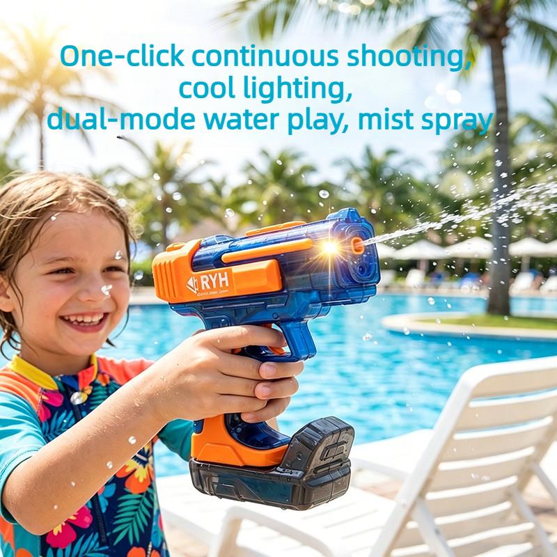 Electric Water Gun With Lights Continuous Firing Squirt Gun Outdoor Toy Watergun Mist Spray Water Pistol Children Toy Gun Gift