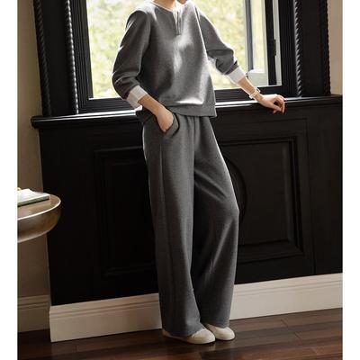Casual Fake Two-piece Sweater Set Women's Autumn New Loose Top Casual Straight Pants Two-piece Set