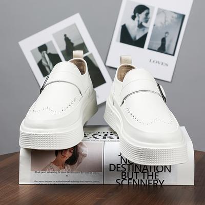Moda 2025 Nuevos Mocasines de Plataforma para Hombre Zapatos de Cuero Slip-On de Suela Gruesa Zapatos Casuales Cómodos para Caminar para Hombre Mocasines Planos de Moda