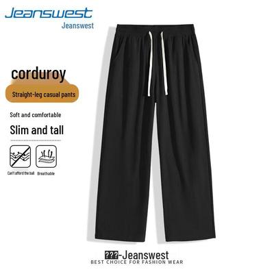 Jeanswest Men's Retro Loose Fit Corduroy Wide-Leg Pants