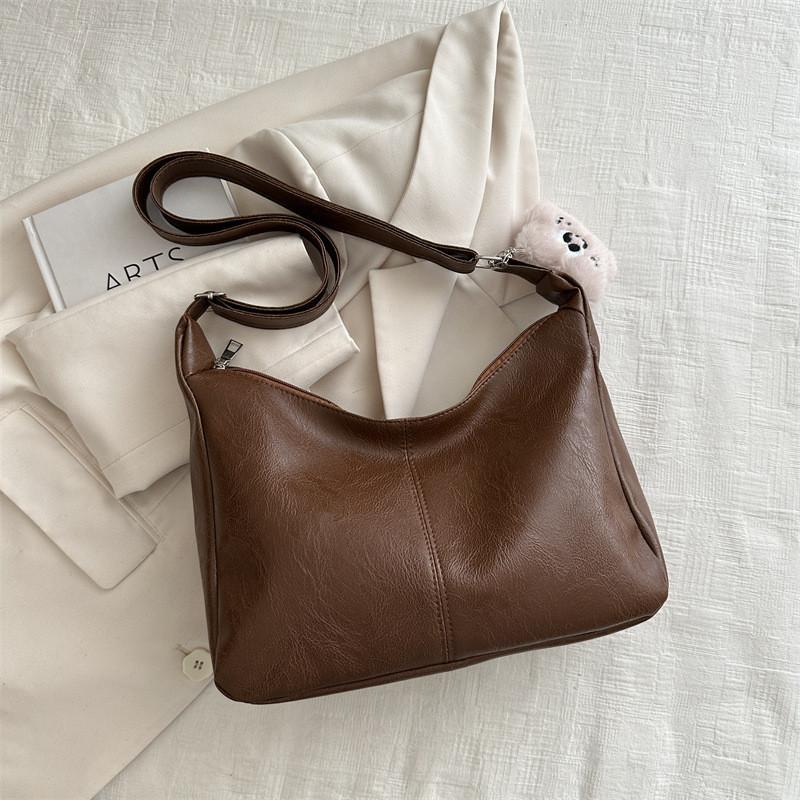 Весна 2024 Новая Ретро Сумка-тоут Повседневная Модная Сумка через плечо Женская Черная ПУ Уличный Стиль