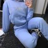 Gym Sets Damen Mode Lose Kapuzenanzüge Einfarbig Sportbekleidung Hoodie Lange Hosenanzug