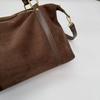 Faux Suede Solid Color Sewing Tote Bag 2026 Fashi Large Capacity Versatile Bags for Women Retro Sweet Commuting Shoulder Bag