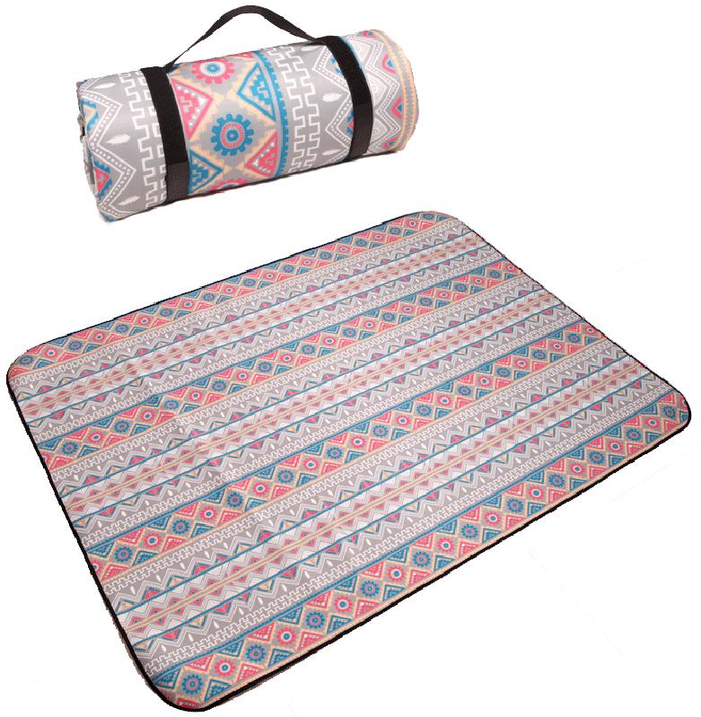 New Bohemia Retro Aluminum Film Base Foldable Picnic Blanket with Storage Rope Composite Process Camping Waterproof Damp-Proof Mat Outdoor Supplies