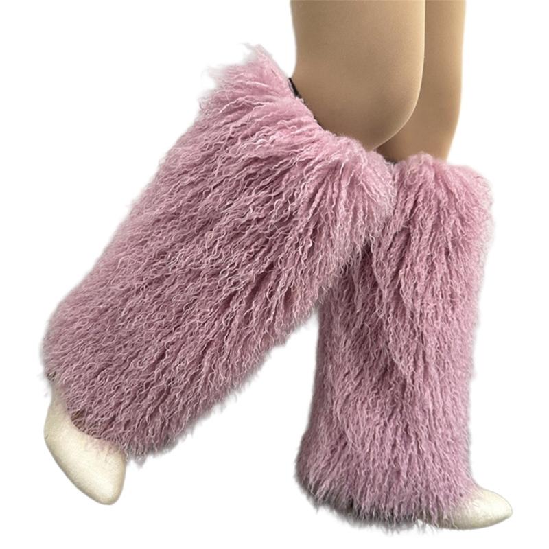 Harajuku Shoes Cuffs Leg Warmer Winter Warm Vintage Solid Color Fuzzy Plush Boots Cover Thick Calf Socks for Womens