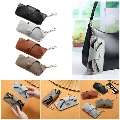 Faux Leather Glasses Pouch Soft Lightweight Scratch-free Storage Long Lifespan Anti-drop Glasses Case