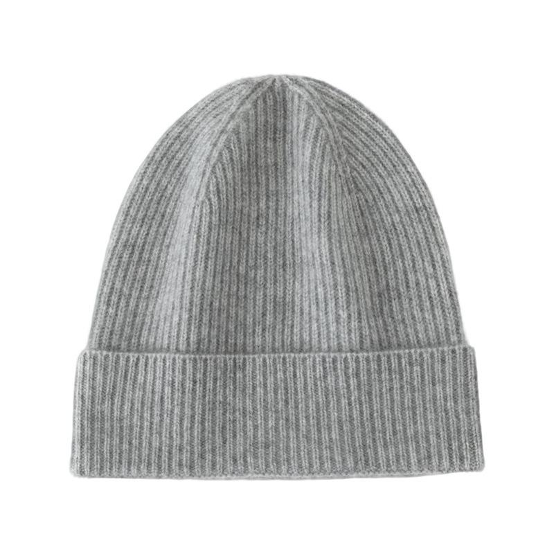 Simple big head circumference cashmere hat women's autumn and winter double-layer thickened warm ear protection Northeast wool knitted pile cold hat