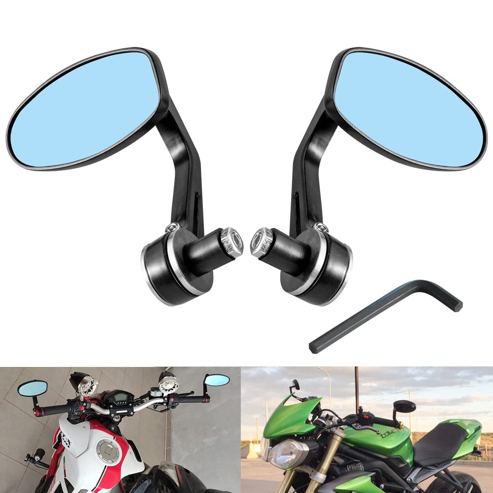 

KATUR Motorcycle Rearview Mirror Silver 7/8 22mm Aluminum Alloy Round Universal