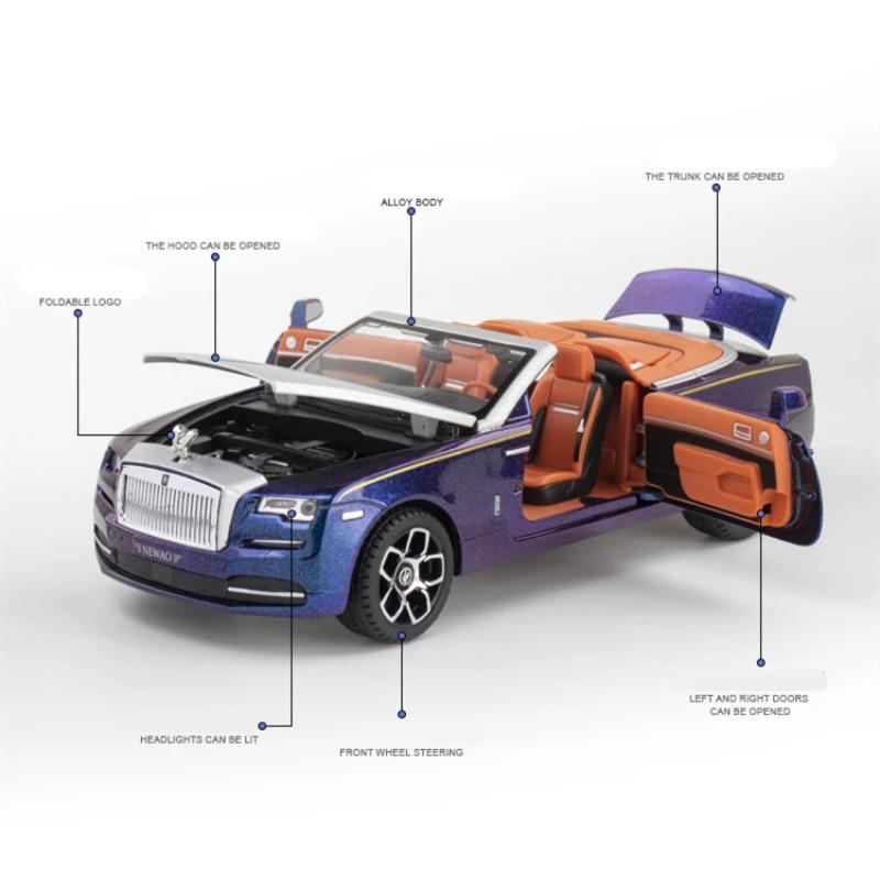 1/24 Rolls Royce Dawn Alloy Luxy Car Model Diecasts Metal Toy Vehicles Car Model Simulation Sound and Light Childrens Toys Gift